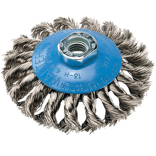 Knot-Twisted Wire Saucer Cup Brush, 6" Dia. x 5/8"-11 Arbor Equipment World