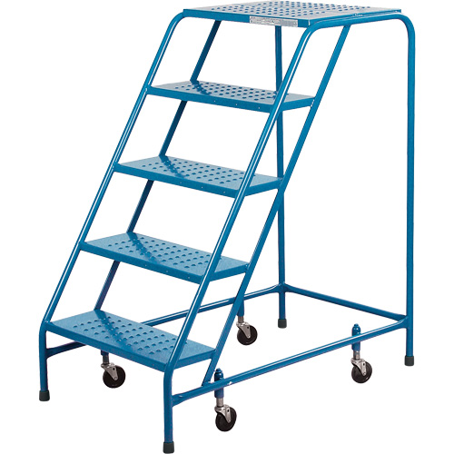 Rolling Step Ladder, 5 Steps, 18" Step Width, 46" Platform Height, Steel Equipment World