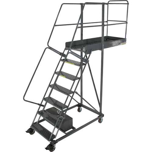 Cantilever Rolling Ladders, Unsupported, 6 Steps, 14" Platform Depth, 60" Platform Height Equipment World
