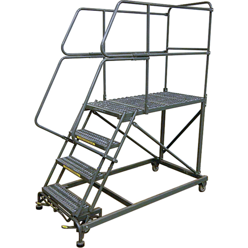 Mobile Work Platforms, Steel, 4 Steps, 40" H, 36" D, 24" Step, Serrated Equipment World