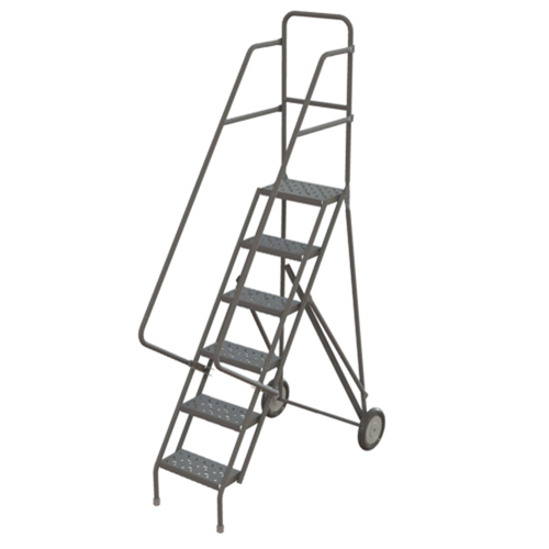 Steel Rolling Ladder, 6 Steps, 16" Step Width, 60" Platform Height, Steel Equipment World