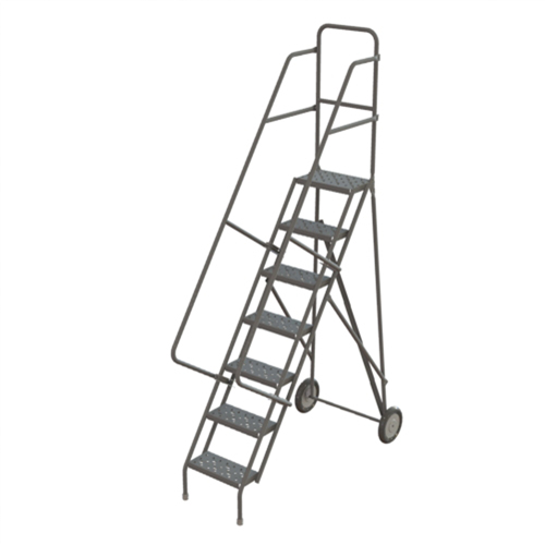 Steel Rolling Ladder, 7 Steps, 16" Step Width, 70" Platform Height, Steel Equipment World