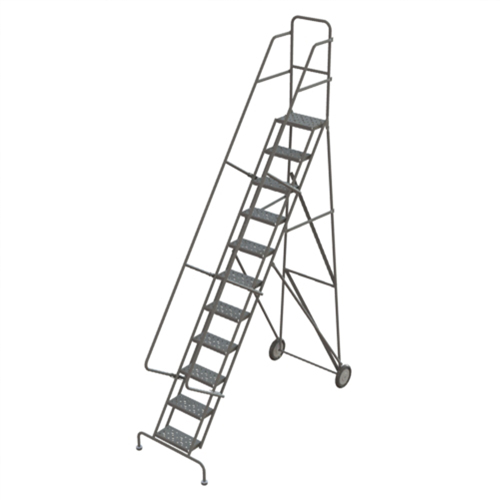 Steel Rolling Ladder, 11 Steps, 16" Step Width, 110" Platform Height, Steel Equipment World