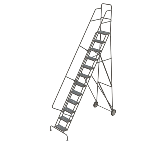 Steel Rolling Ladder, 12 Steps, 16" Step Width, 120" Platform Height, Steel Equipment World