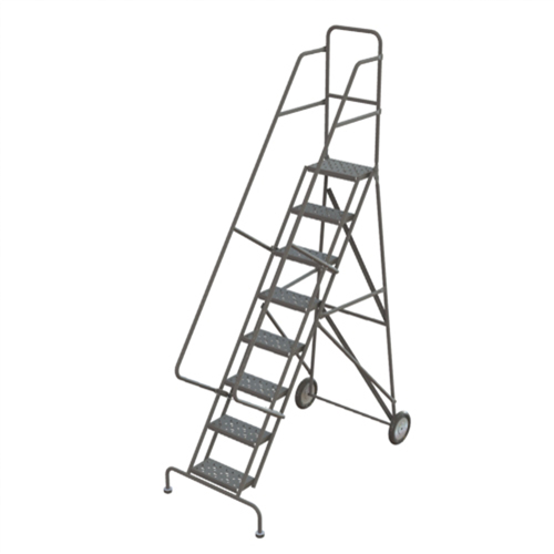 Rolling Ladder, 8 Steps, Serrated, 86" High Equipment World