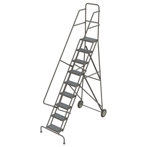 Rolling Ladder, 9 Steps, Serrated, 96" High Equipment World