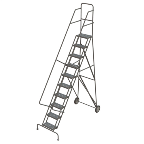 Rolling Ladder, 10 Steps, Serrated, 106" High Equipment World