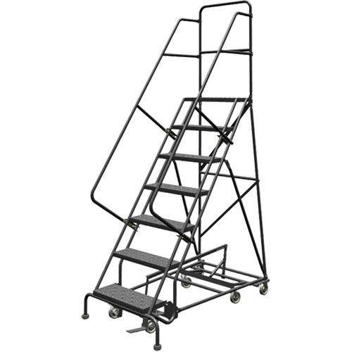 All Directional Rolling Ladder, 7 Steps, 24" Step Width, 70" Platform Height, Steel Equipment World