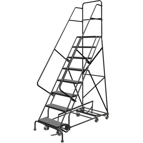 All Directional Rolling Ladder, 8 Steps, 24" Step Width, 80" Platform Height, Steel Equipment World