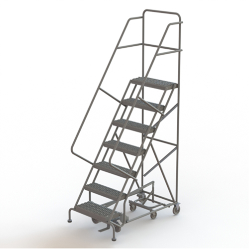 All Directional Rolling Ladder, 7 Steps, 24" Step Width, 70" Platform Height, Steel Equipment World