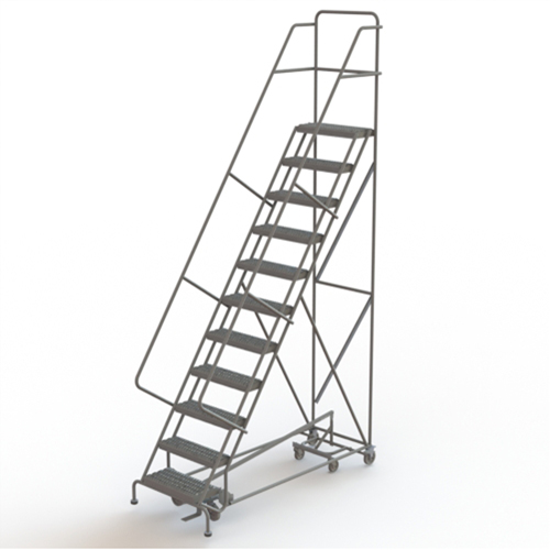 All Directional Rolling Ladder, 11 Steps, 24" Step Width, 110" Platform Height, Steel Equipment World