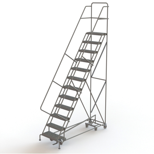 All Directional Rolling Ladder, 12 Steps, 24" Step Width, 120" Platform Height, Steel Equipment World