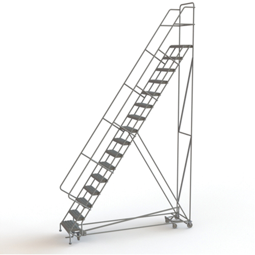 All Directional Rolling Ladder, 16 Steps, 24" Step Width, 160" Platform Height, Steel Equipment World