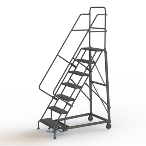 Heavy Duty Rolling Ladder, 7 Steps, 24" Step Width, 70" Platform Height, Steel Equipment World