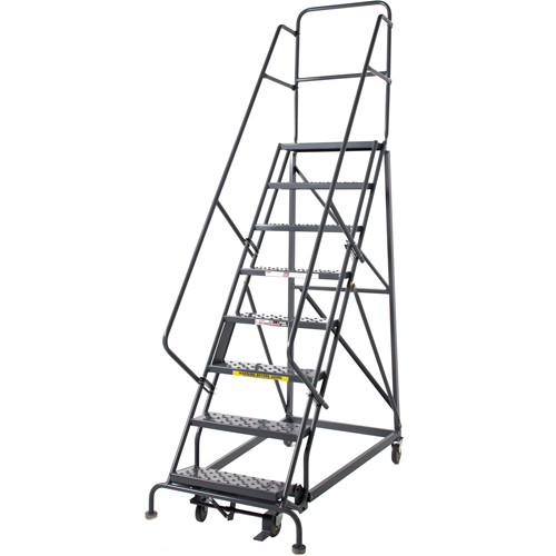Heavy Duty Rolling Ladder, 8 Steps, 24" Step Width, 80" Platform Height, Steel Equipment World