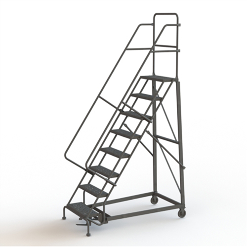 Heavy Duty Rolling Ladder, 8 Steps, 24" Step Width, 80" Platform Height, Steel Equipment World