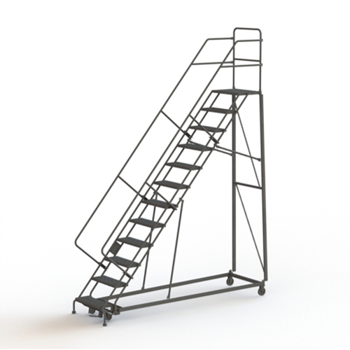 Heavy Duty Safety Slope Ladder, 12 Steps, Serrated, 50° Incline, 120" High Equipment World