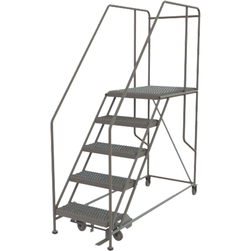 Mobile Work Platform, Steel, 5 Steps, 50" H, 35" D, 24" Step, Serrated Equipment World