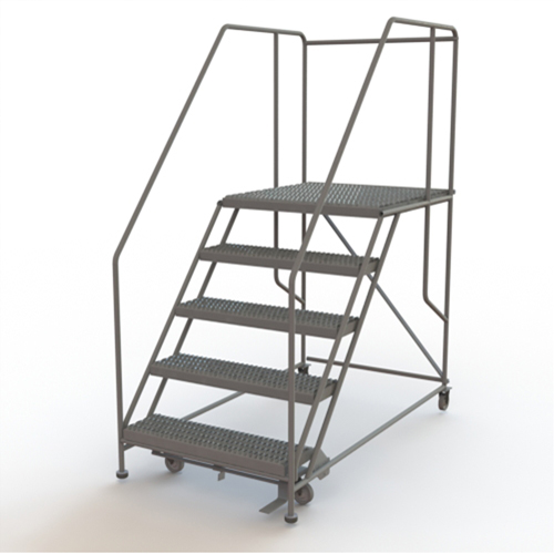 Mobile Work Platform, Steel, 5 Steps, 50" H, 36" D, 36" Step, Serrated Equipment World