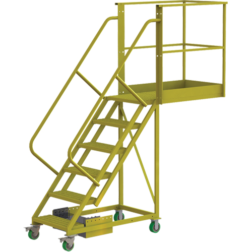 Cantilever Rolling Ladder, Unsupported, 6 Steps, 40" Platform Depth, 60" Platform Height Equipment World