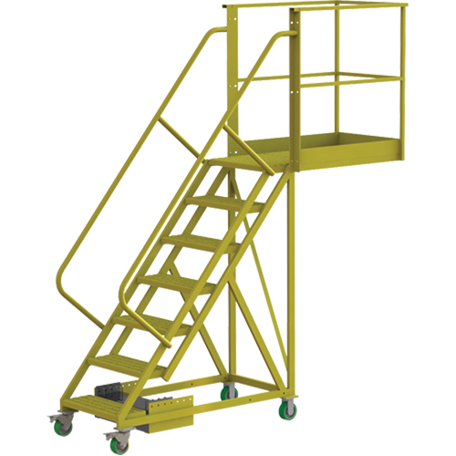 Cantilever Rolling Ladder, Unsupported, 7 Steps, 40" Platform Depth, 70" Platform Height Equipment World