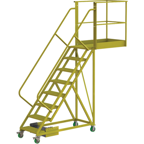 Cantilever Rolling Ladder, Unsupported, 8 Steps, 40" Platform Depth, 80" Platform Height Equipment World