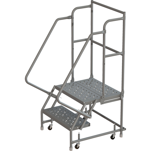 Escabeaux roulants &agrave; dessus profond, 2 marches, Largeur de la marche 16", Hauteur de la plateforme 20", Acier Equipment World