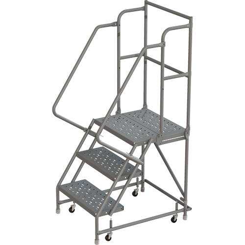 Deep Top Step Rolling Ladder, 3 Steps, 16" Step Width, 30" Platform Height, Steel Equipment World