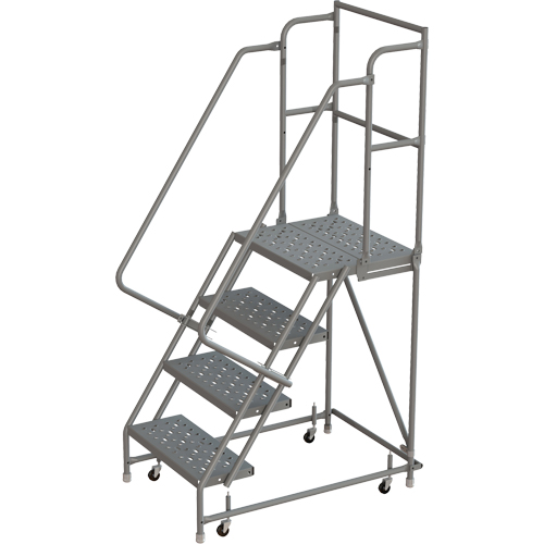 Deep Top Step Rolling Ladder, 4 Steps, 16" Step Width, 40" Platform Height, Steel Equipment World