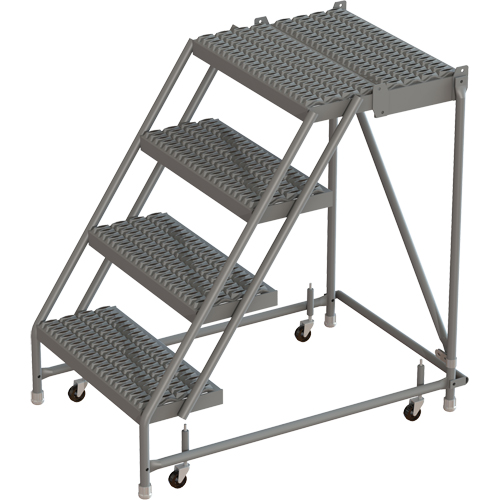 Deep Top Step Rolling Ladder, 4 Steps, 24" Step Width, 40" Platform Height, Steel Equipment World