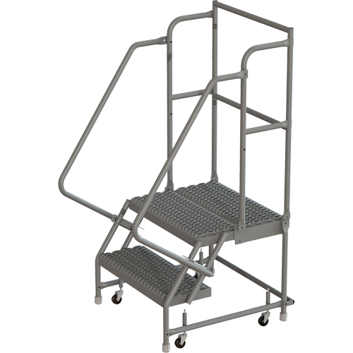 Deep Top Step Rolling Ladder, 2 Steps, 16" Step Width, 20" Platform Height, Steel Equipment World