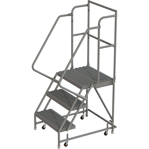 Deep Top Step Rolling Ladder, 3 Steps, 24" Step Width, 30" Platform Height, Steel Equipment World