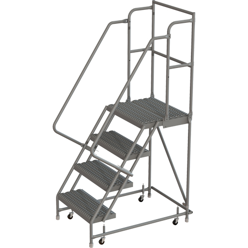 Deep Top Step Rolling Ladder, 4 Steps, 16" Step Width, 40" Platform Height, Steel Equipment World