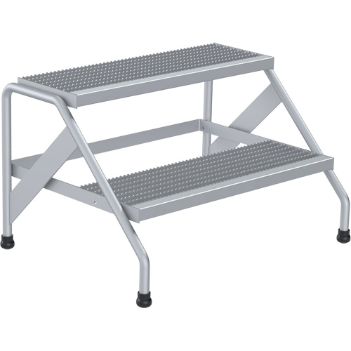 Aluminum Step Stand, 2 Step(s), 32-13/16" W x 24-9/16" L x 20" H, 500 lbs. Capacity Equipment World