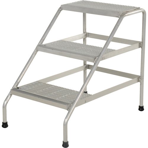 Aluminum Step Stand, 3 Step(s), 22-13/16" W x 34-9/16" L x 30" H, 500 lbs. Capacity Equipment World