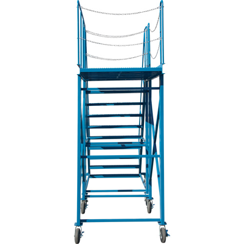 Snow Ladder, Steel, 10 Steps, 99" H, 85-1/2" D, 48" Step, Serrated Equipment World