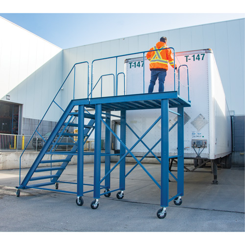 Snow Ladder, Steel, 10 Steps, 99" H, 85-1/2" D, 48" Step, Serrated Equipment World