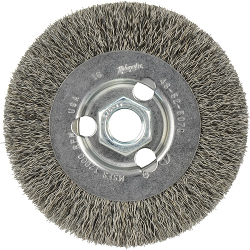 Crimped Wire Wheel, 4" Dia., 0.12" Fill, 5/8"-11 Arbor Equipment World