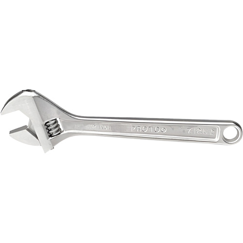 Adjustable Wrench, 12-1/8" L, 1-19/32" Max Width, Chrome Equipment World