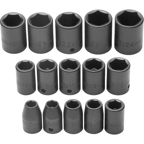 Socket Set, Impact, 1/2" Drive, 6 Points Equipment World