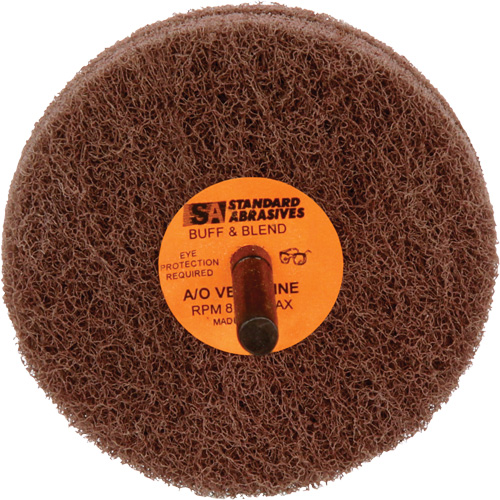 Meule de polissage et lissage Buff & Blend de 2 plis Standard Abrasives, 3" dia. x 2" la, Arbre 1/4", Oxyde d'aluminium Equipment World