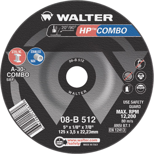 HP Combo Depressed Center Combination Wheel, 5" x 1/8", 7/8" Arbor, Type 27 Equipment World