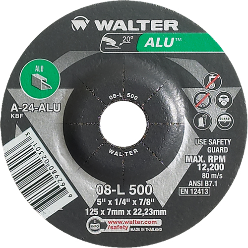 Aluminium Depressed Centre Grinding Wheels, 5" x 1/4", 7/8" Arbor, Type 27 Equipment World