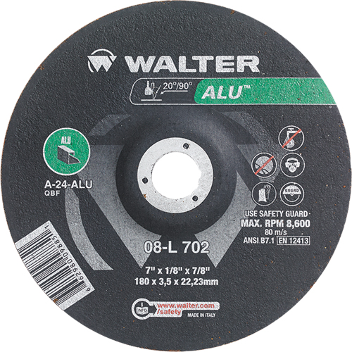 Depressed Centre Grinding Wheels - Aluminium Type 27, 7" x 1/8", 7/8" Arbor, Type 27 Equipment World