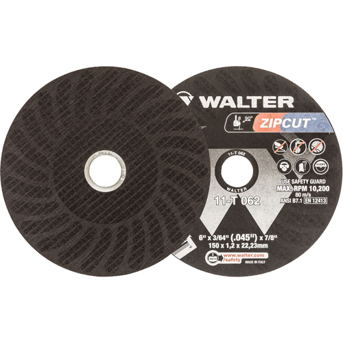 Zipcut Reinforced Cut-Off Wheel, 6" x 3/64", 7/8" Arbor, Type 1, Aluminum Oxide, 10200 RPM Equipment World