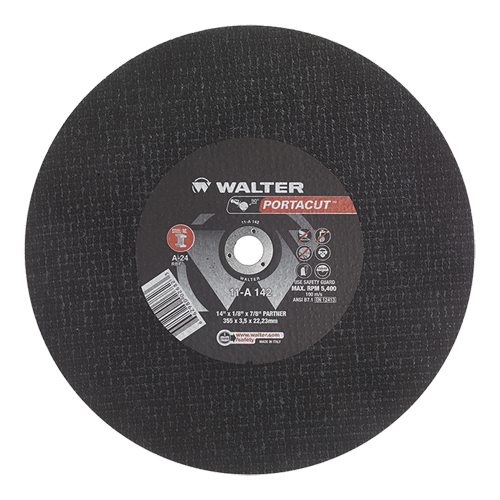 Portacut High Speed Cut-Off Wheel, 14" x 1/8", 7/8" Arbor, Type 1, Aluminum Oxide, 5400 RPM Equipment World
