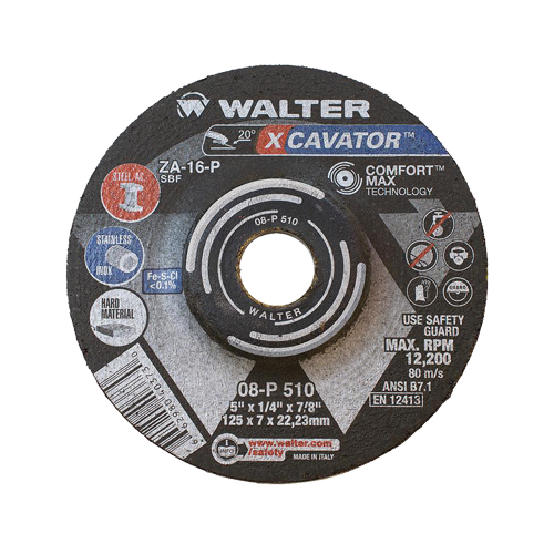 XCAVATOR Grinding Wheel, 5" x 1/4", 7/8"/5/8"-11 Arbor, Zirconium, Type 27 Equipment World