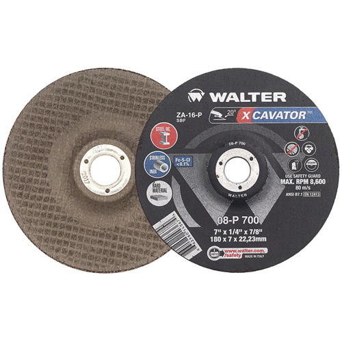 XCAVATOR Grinding Wheel, 7" x 1/4", 7/8" Arbor, Zirconium, Type 27 Equipment World