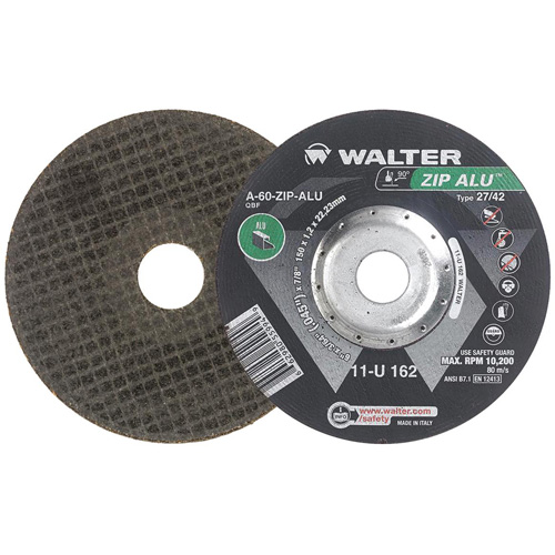 Meule &agrave; tronçonner Zip Alu, 6" x 3/64", Arbre de 7/8", Type 27, Oxyde d'aluminium, 10 200 Tr/min Equipment World