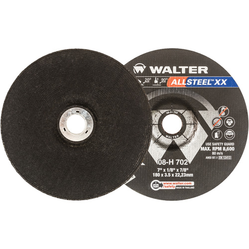 Allsteel XX Depressed Centre Grinding Wheels, 7" x 1/8", 7/8" Arbor, Type 27 Equipment World